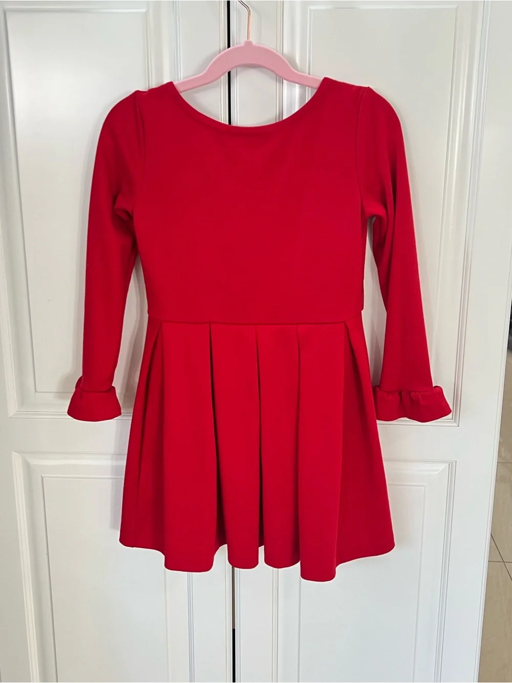 Polo Ralph Lauren Girls Red Long Sleeve Pleated Dress size 6